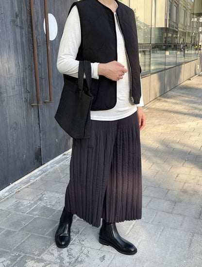 (NEW) 누빔 통와이드 밴딩팬츠