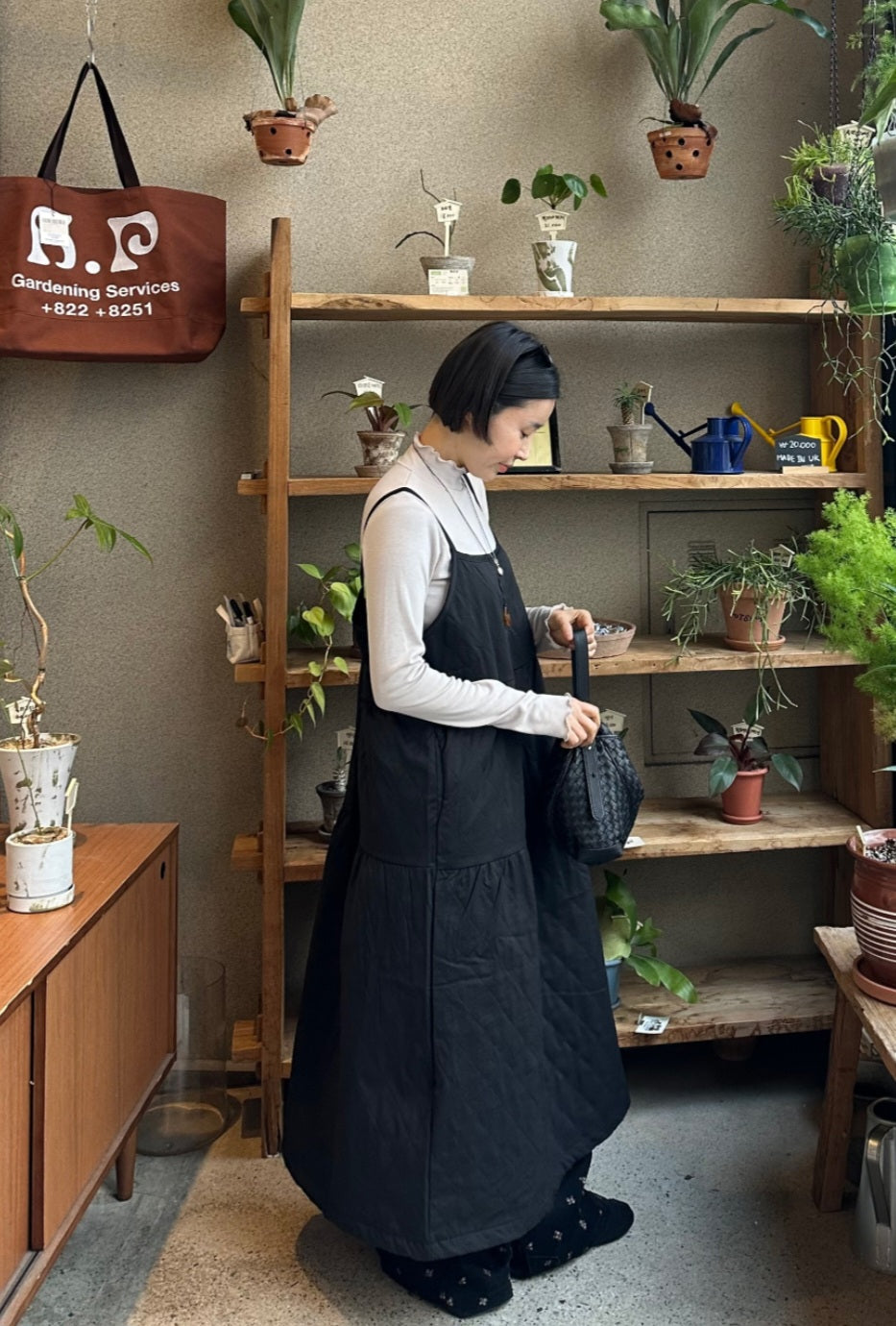 누빔 레이어드 원피스