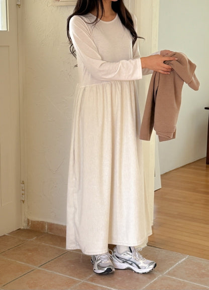 골덴 레이어드 긴팔원피스