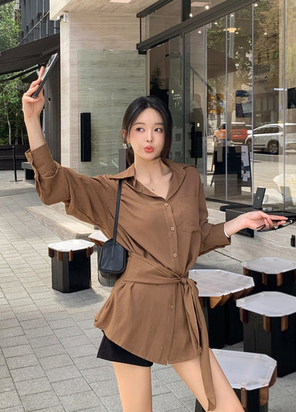 스트랩 셔츠 미니원피스