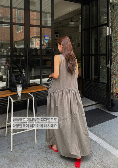 셔링 플레어 나시 롱원피스