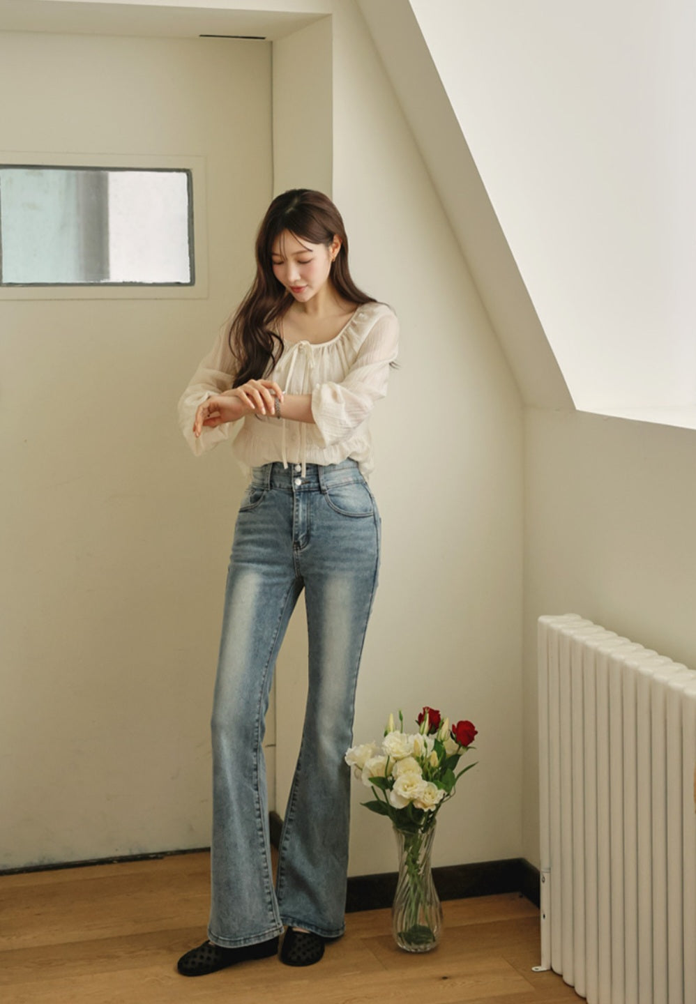 ⏩️ 골반패드 3type 더블버튼 부츠컷데님