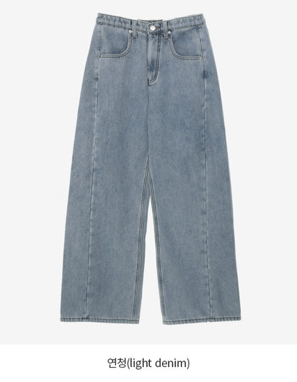 (NEW)절개 하이웨스트 와이드 청바지 S-2XL 3단기장