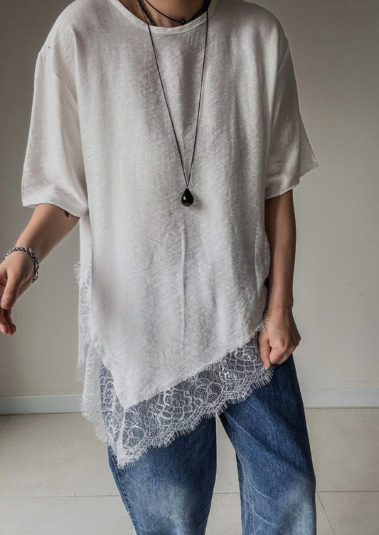 ⏩️언발 레이스 반팔 티셔츠