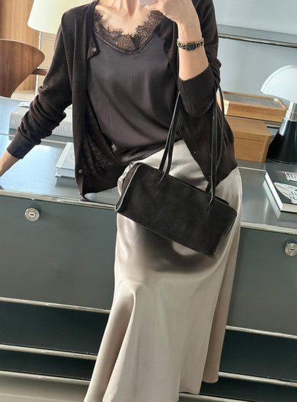 레이스 새틴 레이어드 가디건