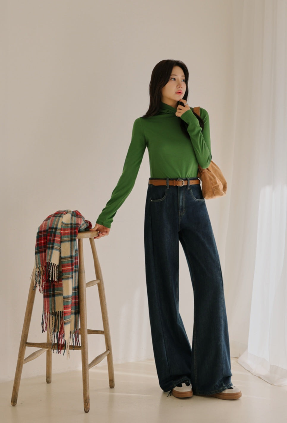 (NEW)절개 하이웨스트 와이드 청바지 S-2XL 3단기장