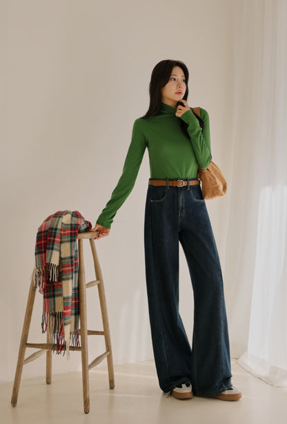 (NEW)절개 하이웨스트 와이드 청바지 S-2XL 3단기장