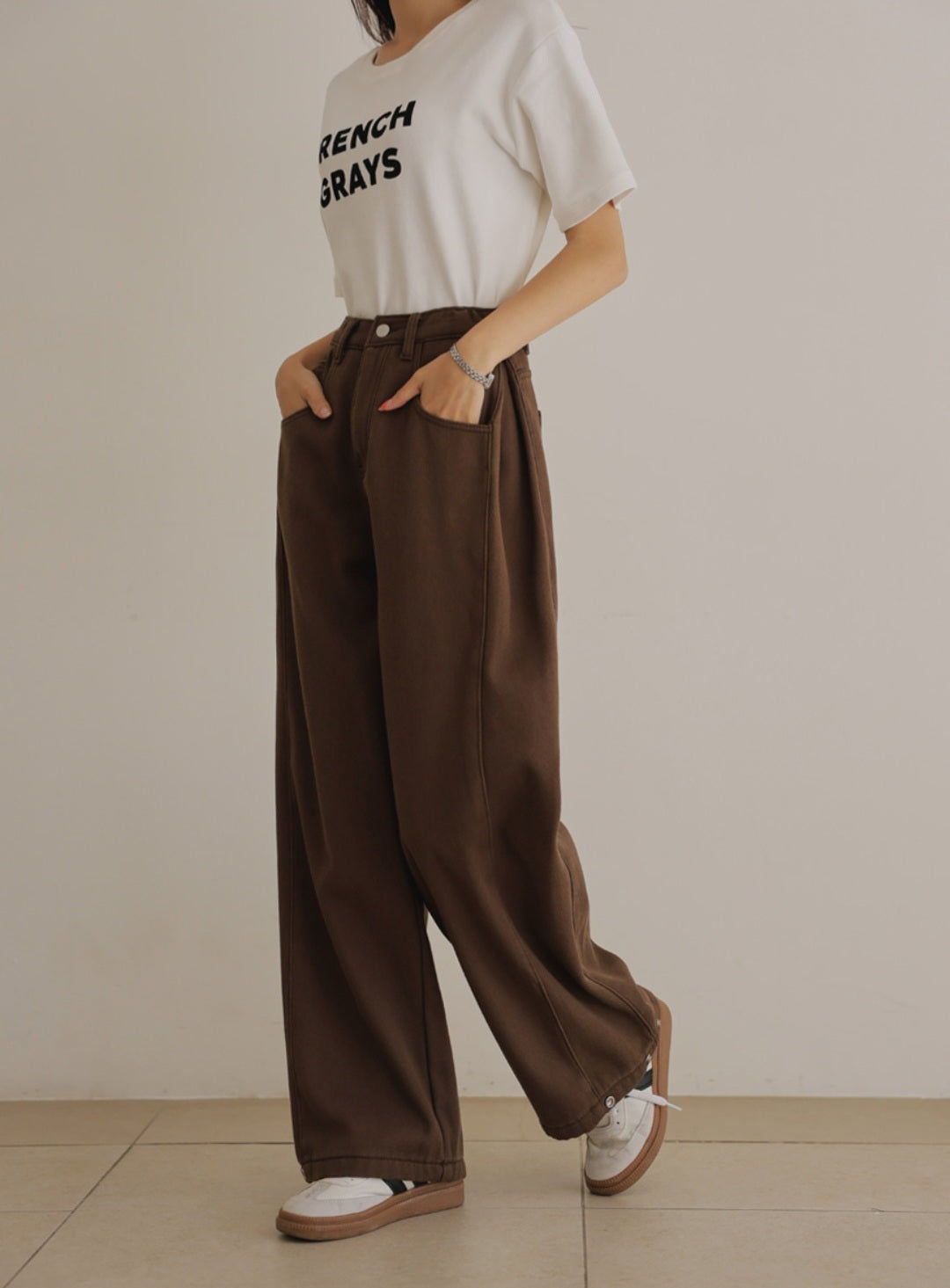 (NEW) 폴딩 코튼 와이드 청바지 S-2XL 3단기장