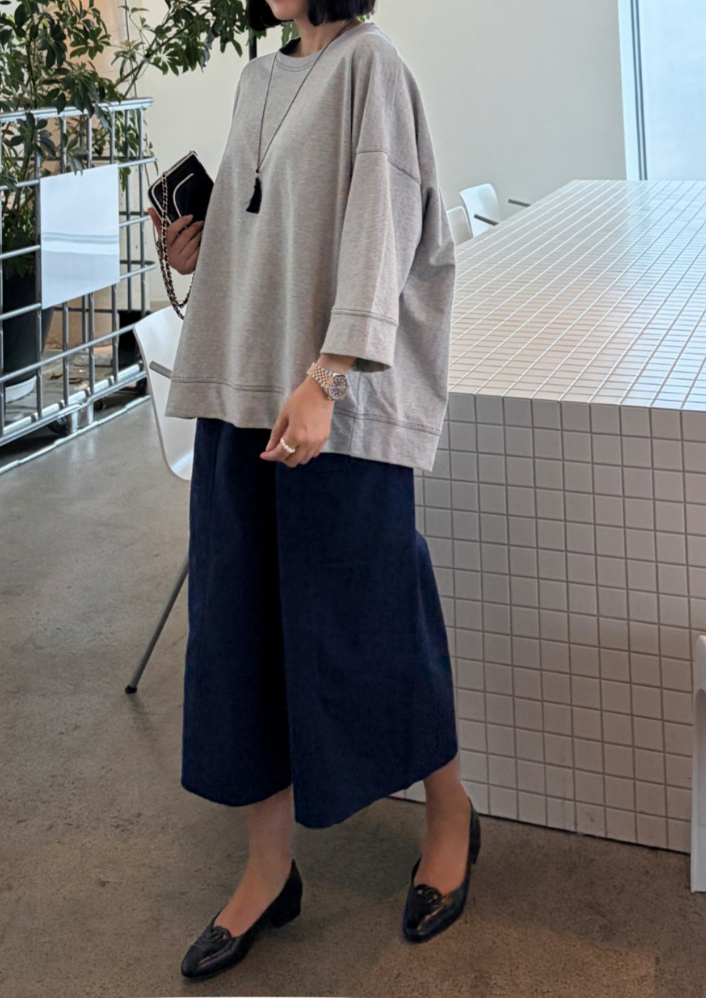 스티치 7부 티셔츠