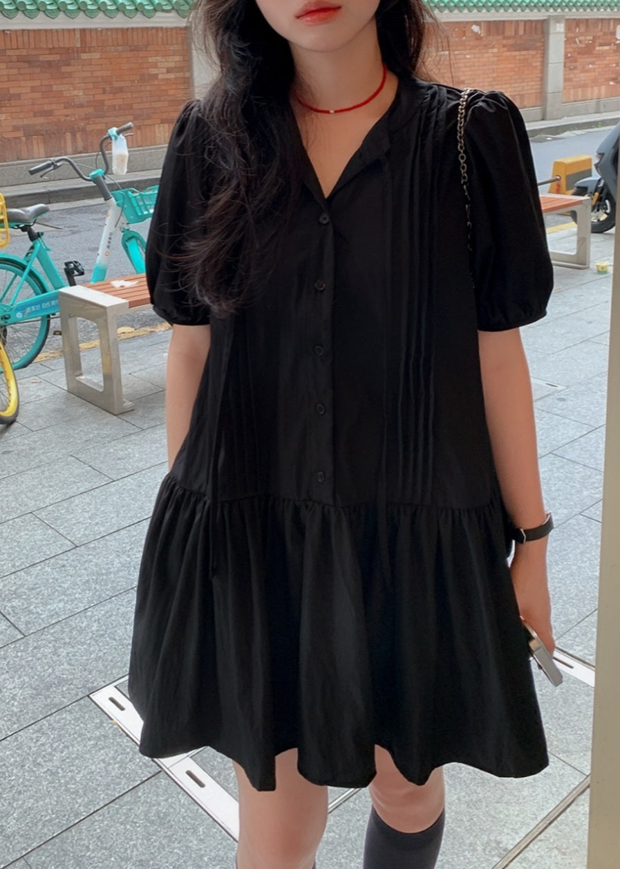 ☀️베리 핀턱 퍼프 미니원피스