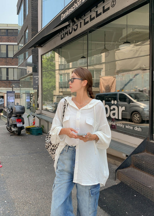 박시 후드 셔츠