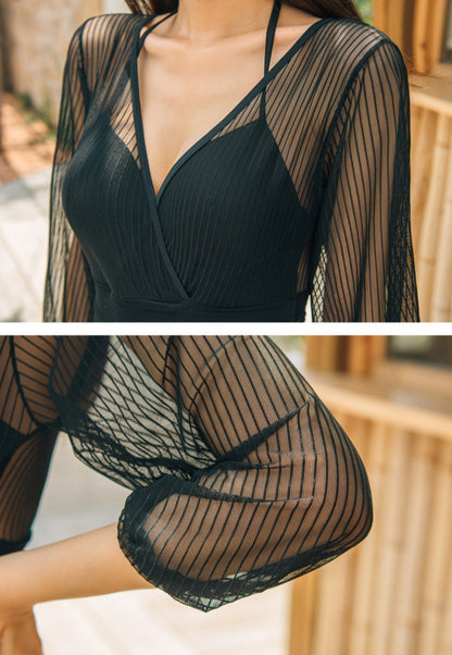 브이넥 시스루 원피스수영복 (XXL까지)