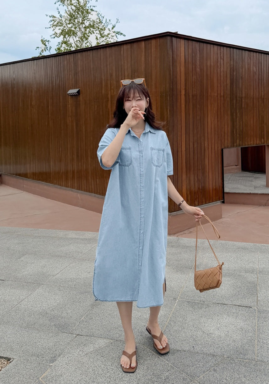 ☀️포켓 카라 데님원피스