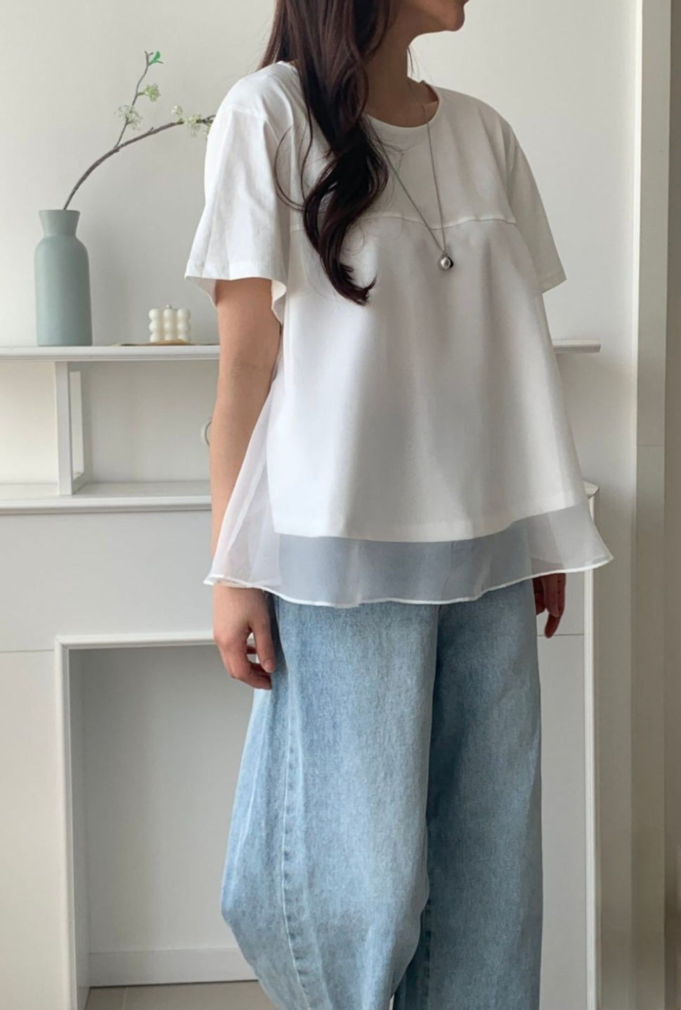 ☀️오간자 밑단 레이어드 반팔티