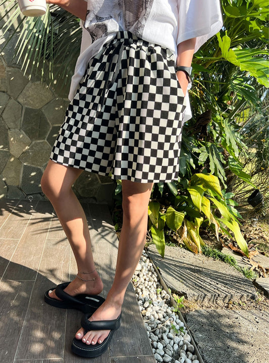 체크 밴딩 숏팬츠