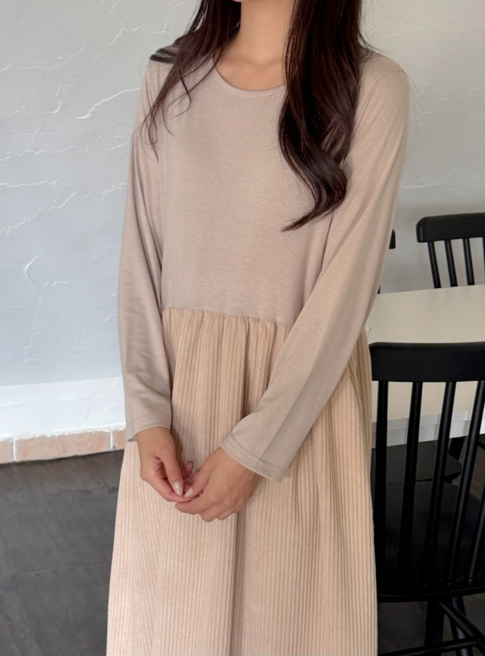 골덴 레이어드 긴팔원피스