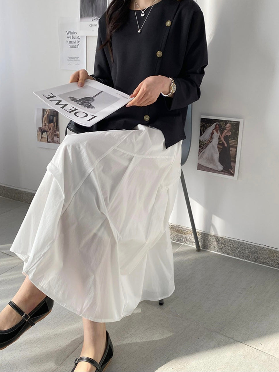 ⏩️ 사선 버튼 티셔츠