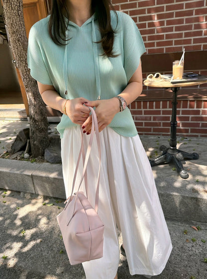 💐후드 플리츠 반팔