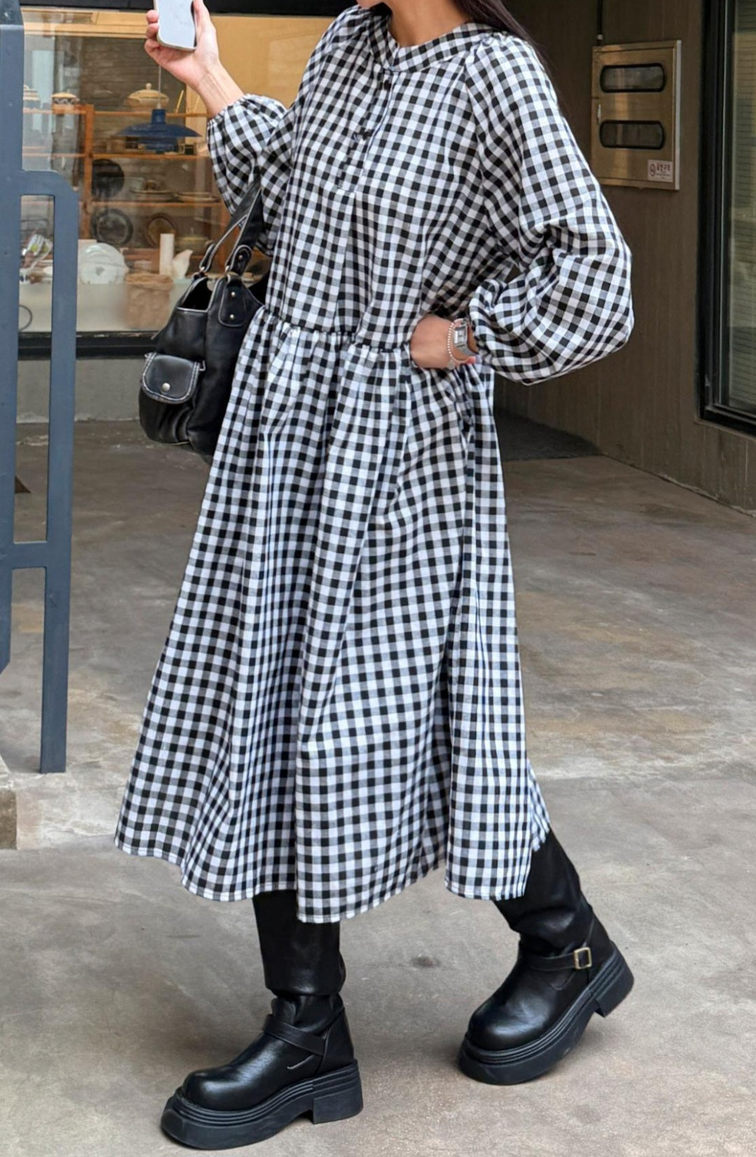 ⏩️ 체크 아방 롱원피스