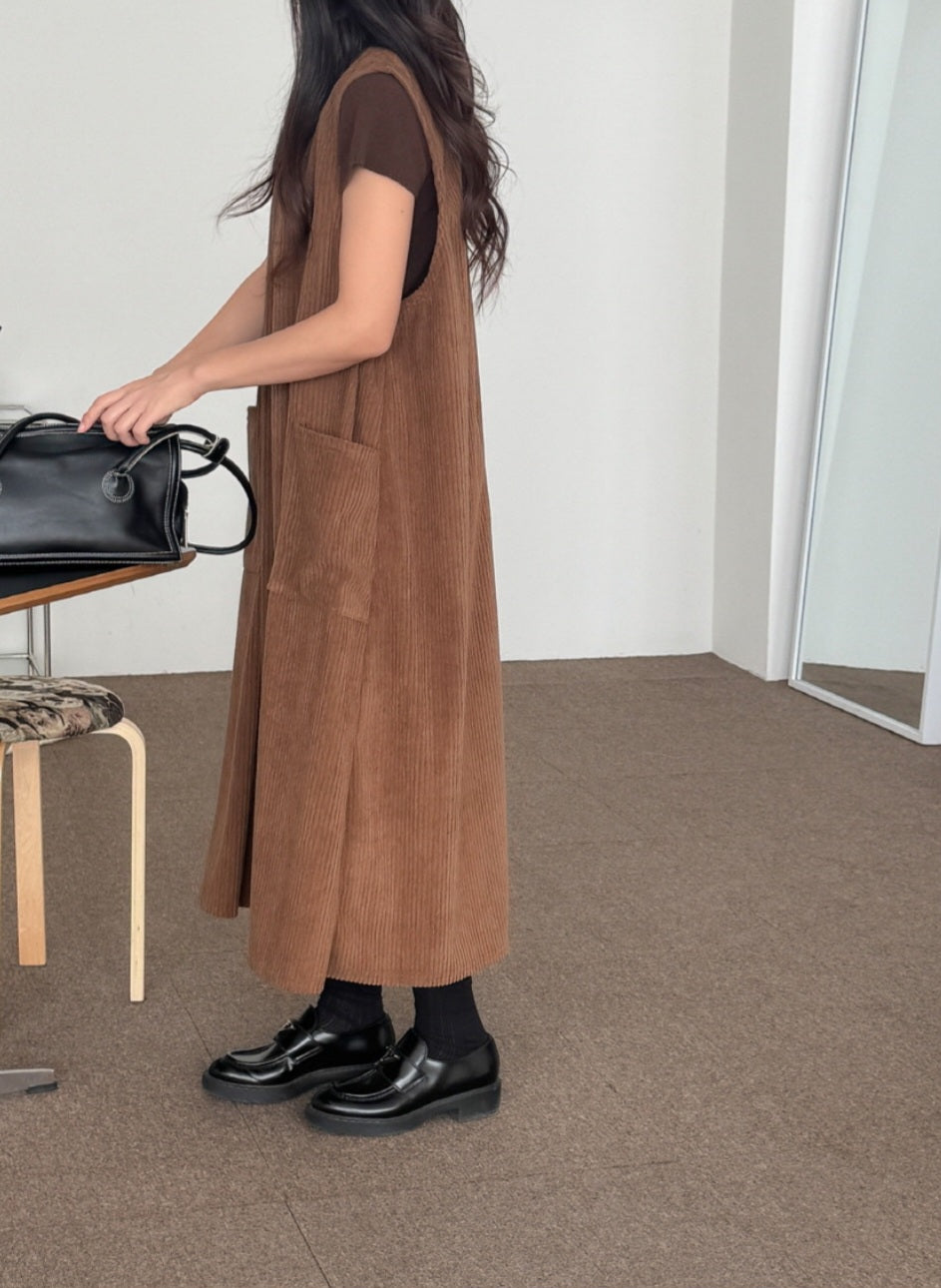 골덴 주머니 나시원피스