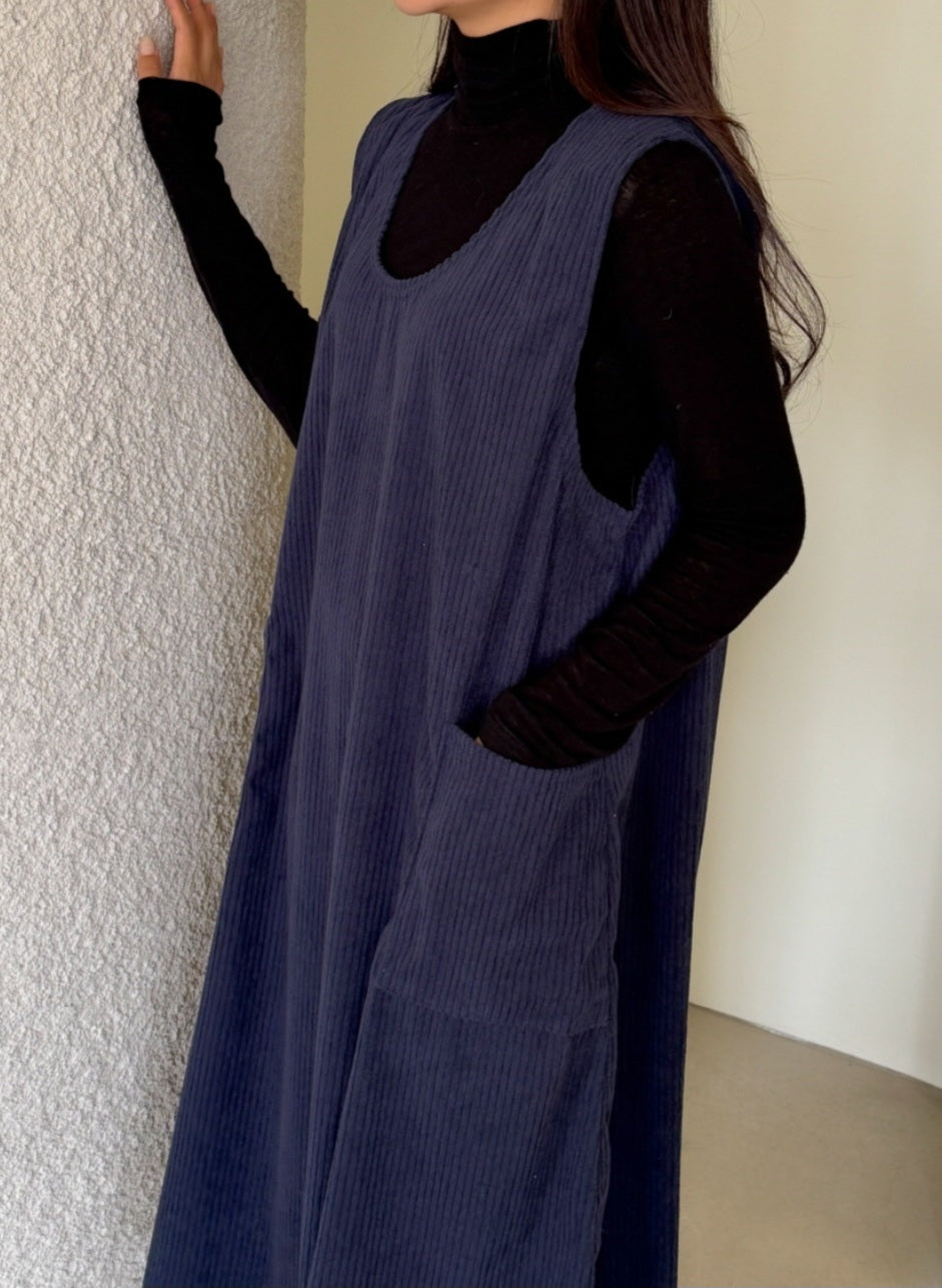 골덴 주머니 나시원피스