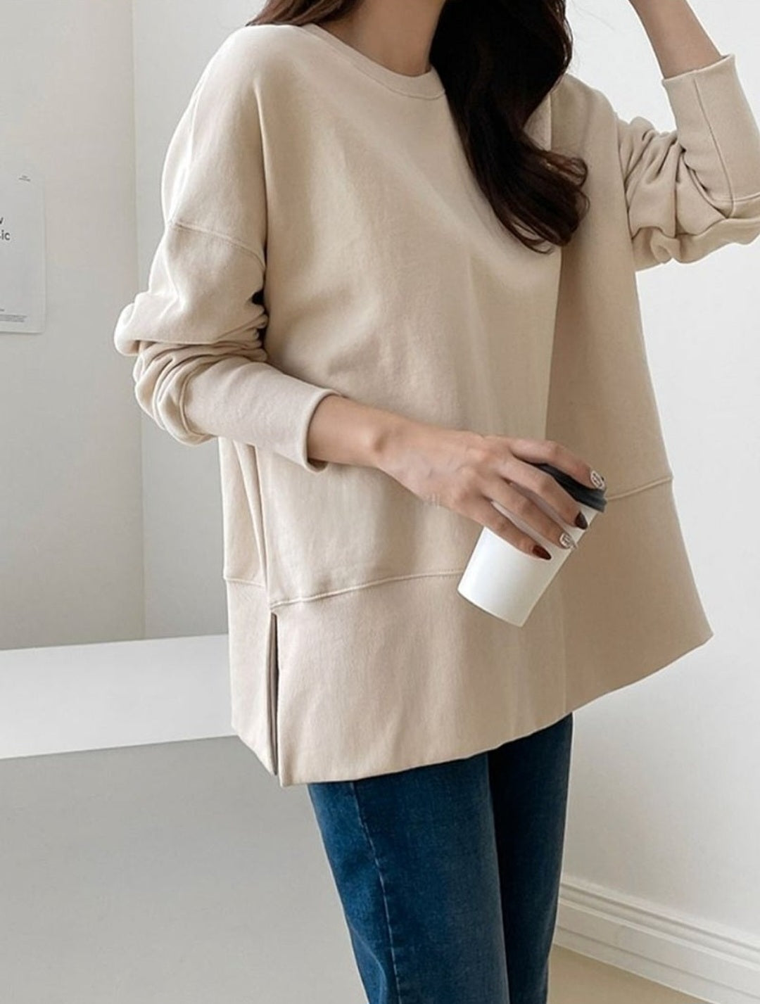 시보리 트임 맨투맨