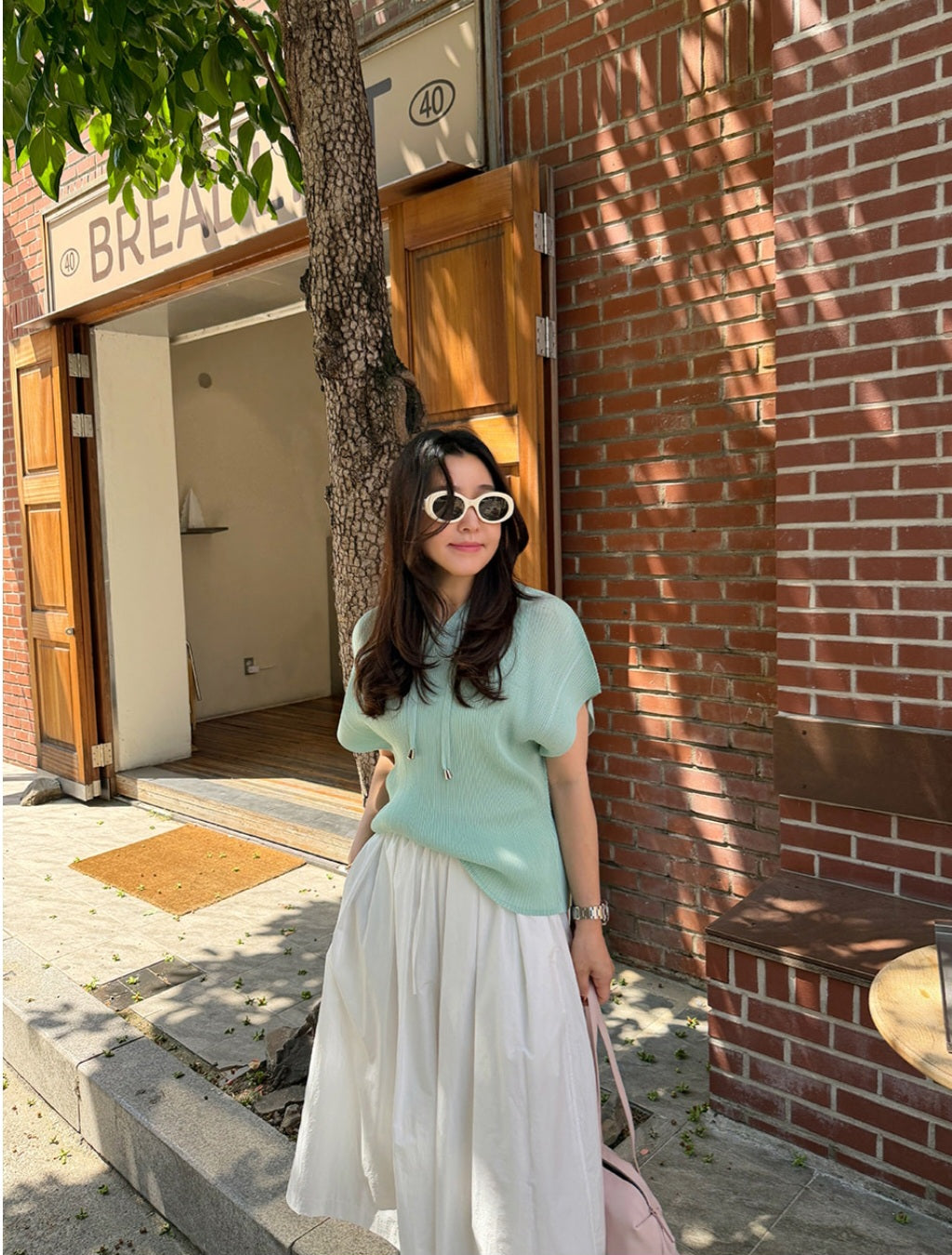 💐후드 플리츠 반팔