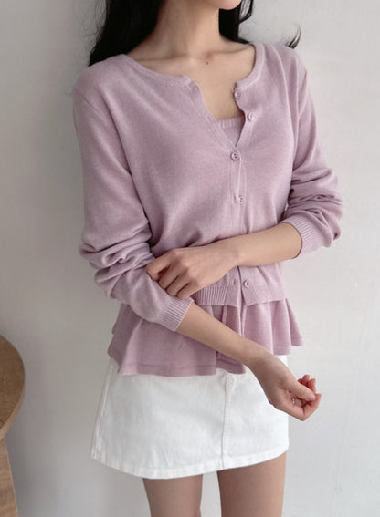 ⏩️ 플레어 나시& 라운드넥 가디건 Set