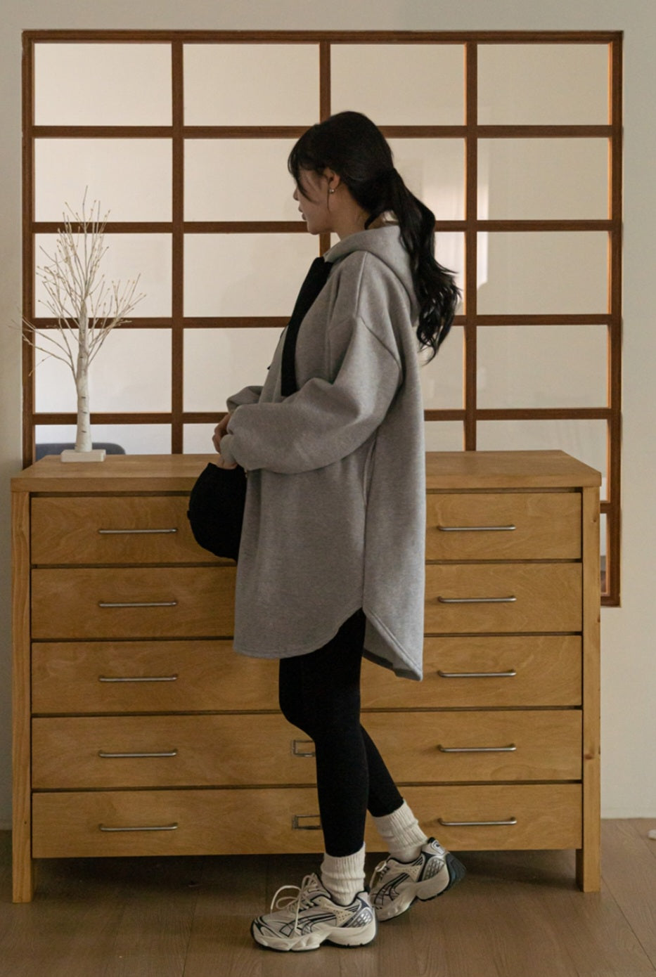 심플 후드박시핏 미니원피스