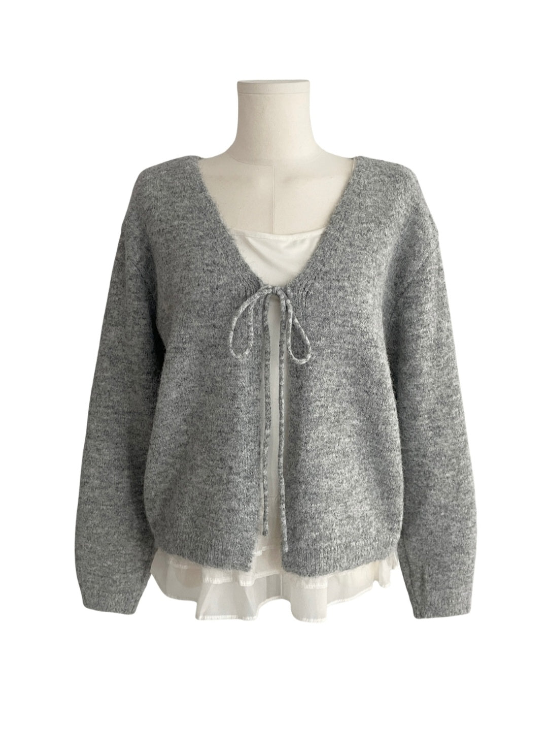 ⏩️ 리본 가디건 & 프릴 끈나시 Set