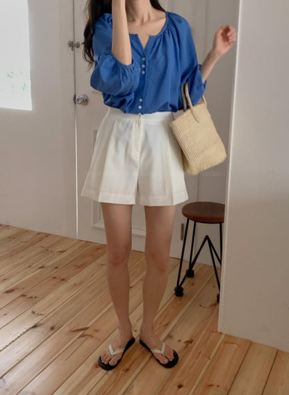 브이넥 시스루 셔츠 블라우스