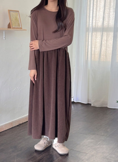 골덴 레이어드 긴팔원피스