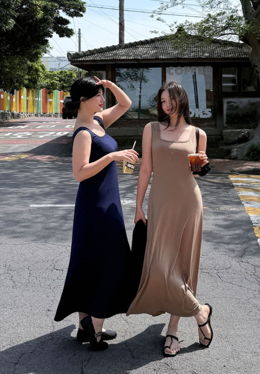 아이스 스퀘어넥 A라인 원피스 [3단기장] [2가지사이즈]