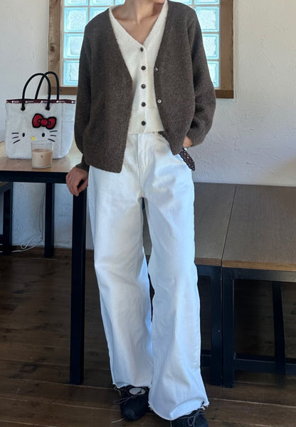 브이넥 페이크 가디건