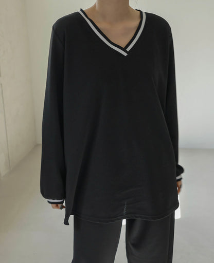 배색 와이드팬츠 Set (~2XL)