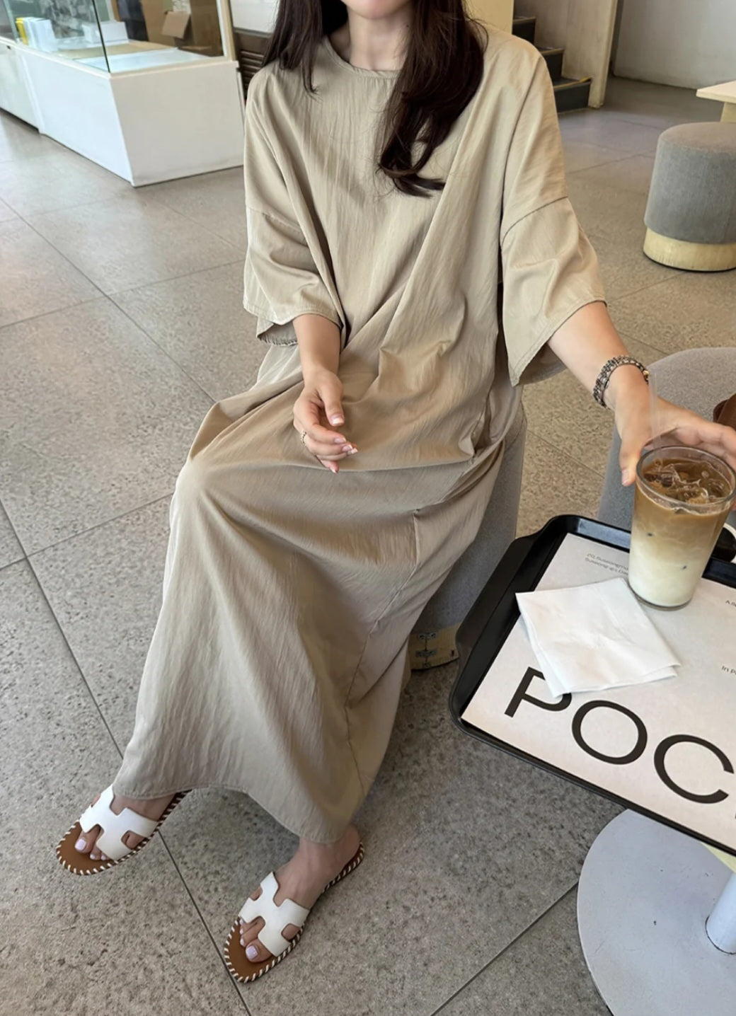 썸머 바스락 라운드 원피스