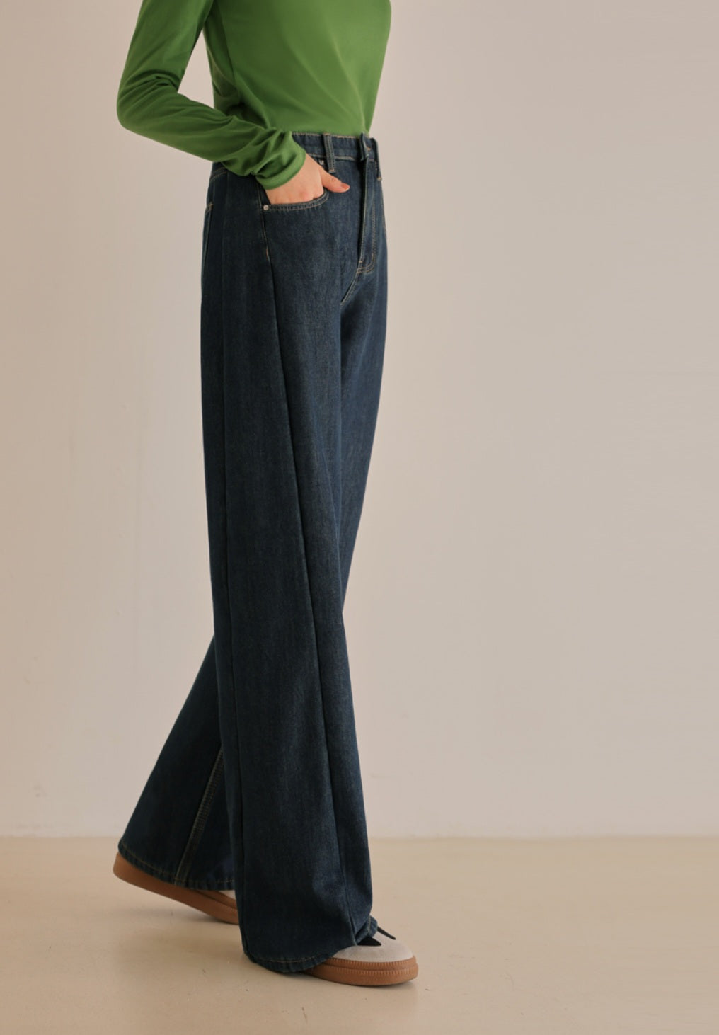 (NEW)절개 하이웨스트 와이드 청바지 S-2XL 3단기장