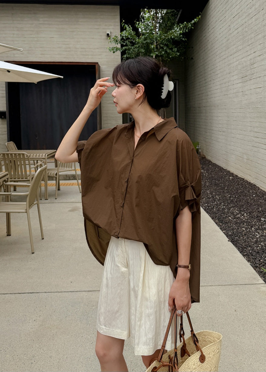 ☀️핀턱소매 셔링 셔츠