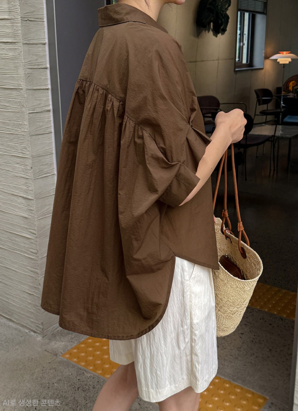 ☀️핀턱소매 셔링 셔츠