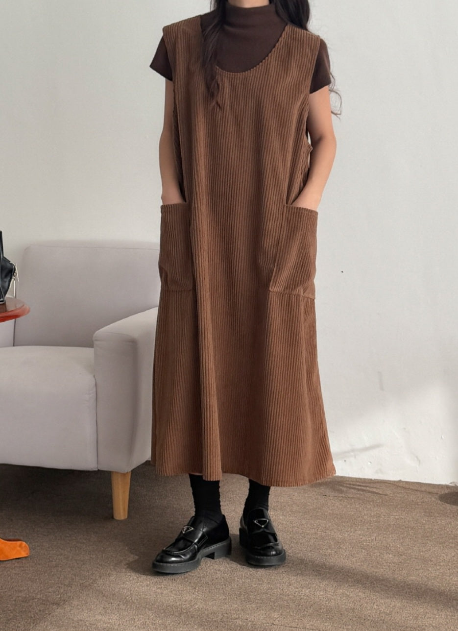 골덴 주머니 나시원피스