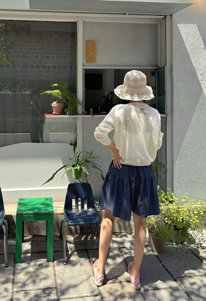 프릴데님 4부 치마바지