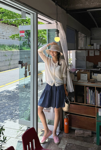 프릴데님 4부 치마바지