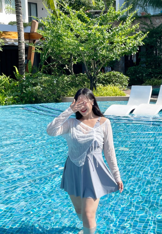 🩱 셔링 시스루 커버업 SET [~5XL]