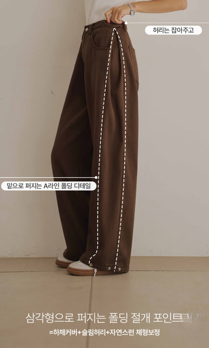 (NEW) 폴딩 코튼 와이드 청바지 S-2XL 3단기장