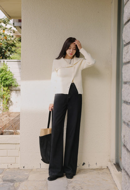 (NEW)절개 하이웨스트 와이드 청바지 S-2XL 3단기장