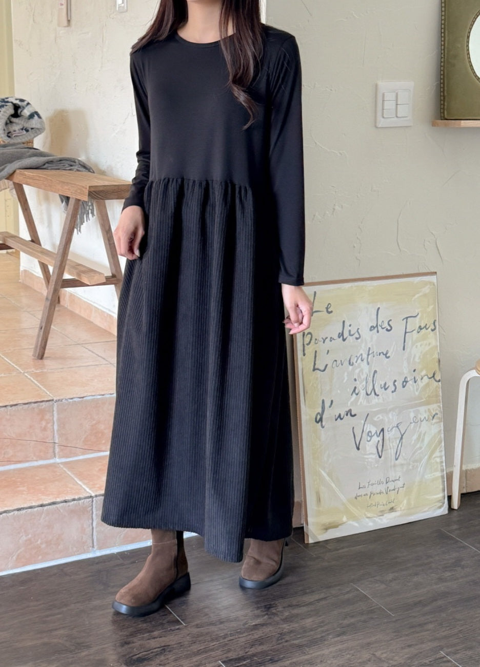 골덴 레이어드 긴팔원피스