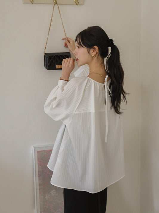 뒷리본 루즈핏 블라우스