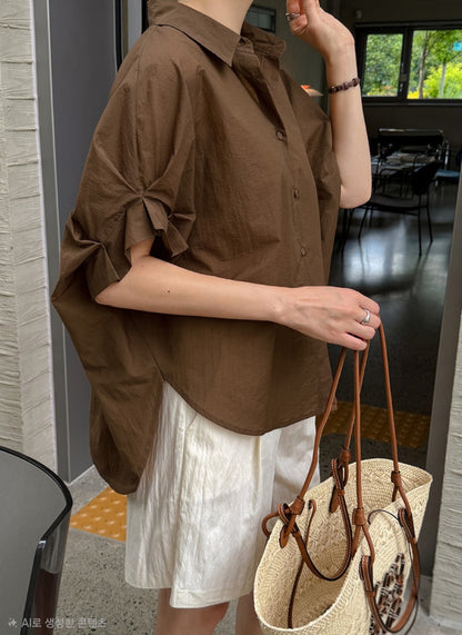 ☀️핀턱소매 셔링 셔츠