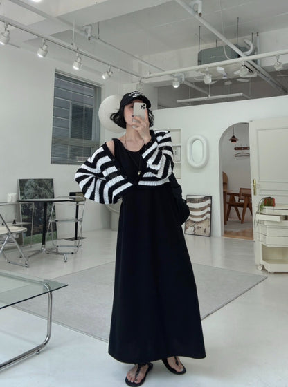 군살싹 A라인 나시 롱원피스