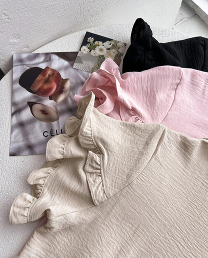 프릴 링클 블라우스